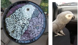 Mosaic steppingstone pet art