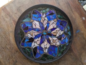 mandala mosaic table top blue