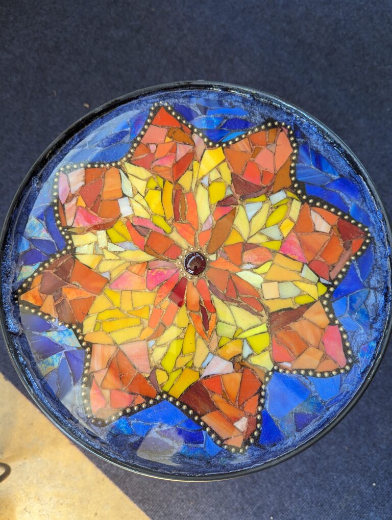 mosaic mandala table top - orange